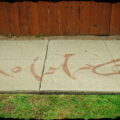Letters "offc" spray painted on sidewalk